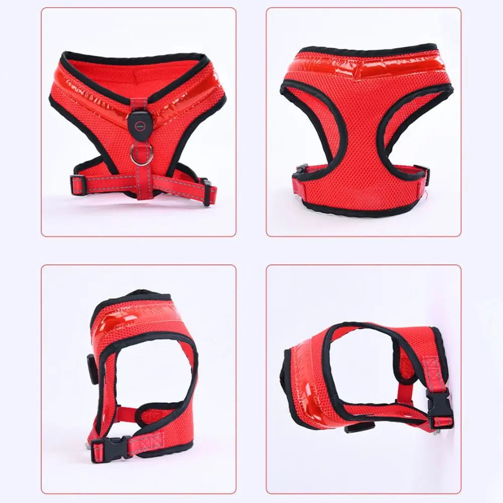 Pet Dog Supplies Luminous Pet LED Harness Rechargeable Breathable Dog Traction Harness Waterproof Dog Vest Night