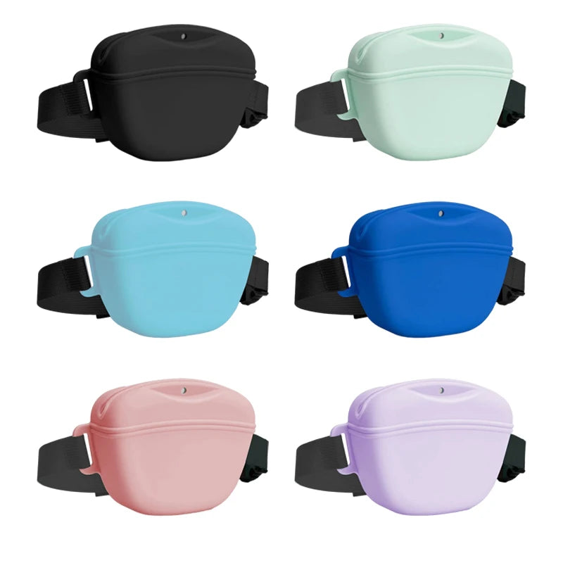 Pet Supplies Silicone Dogs Treat Bag Pet Portable Dog Training Waist Bag Outdoor Feeder Puppy Snack Reward Storage Bag with Belt