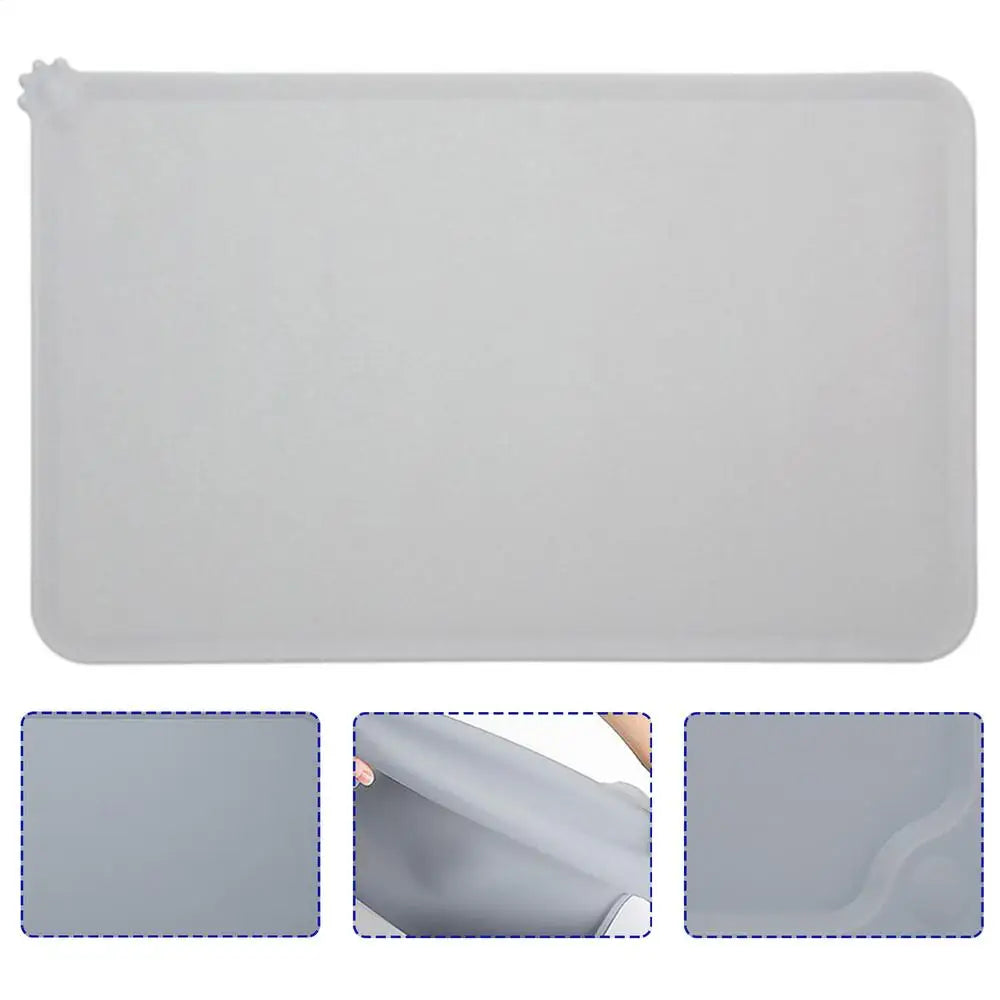 Pet Supplies Silicone Dog Bowl Mat with High Lips Non-Stick Waterproof Food Feeding Pad Puppy Feeder Tray Water Cushion Placemat