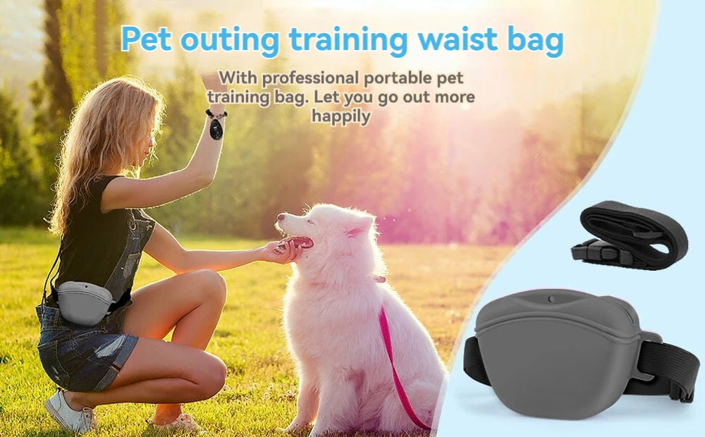 Pet Supplies Silicone Dogs Treat Bag Pet Portable Dog Training Waist Bag Outdoor Feeder Puppy Snack Reward Storage Bag with Belt