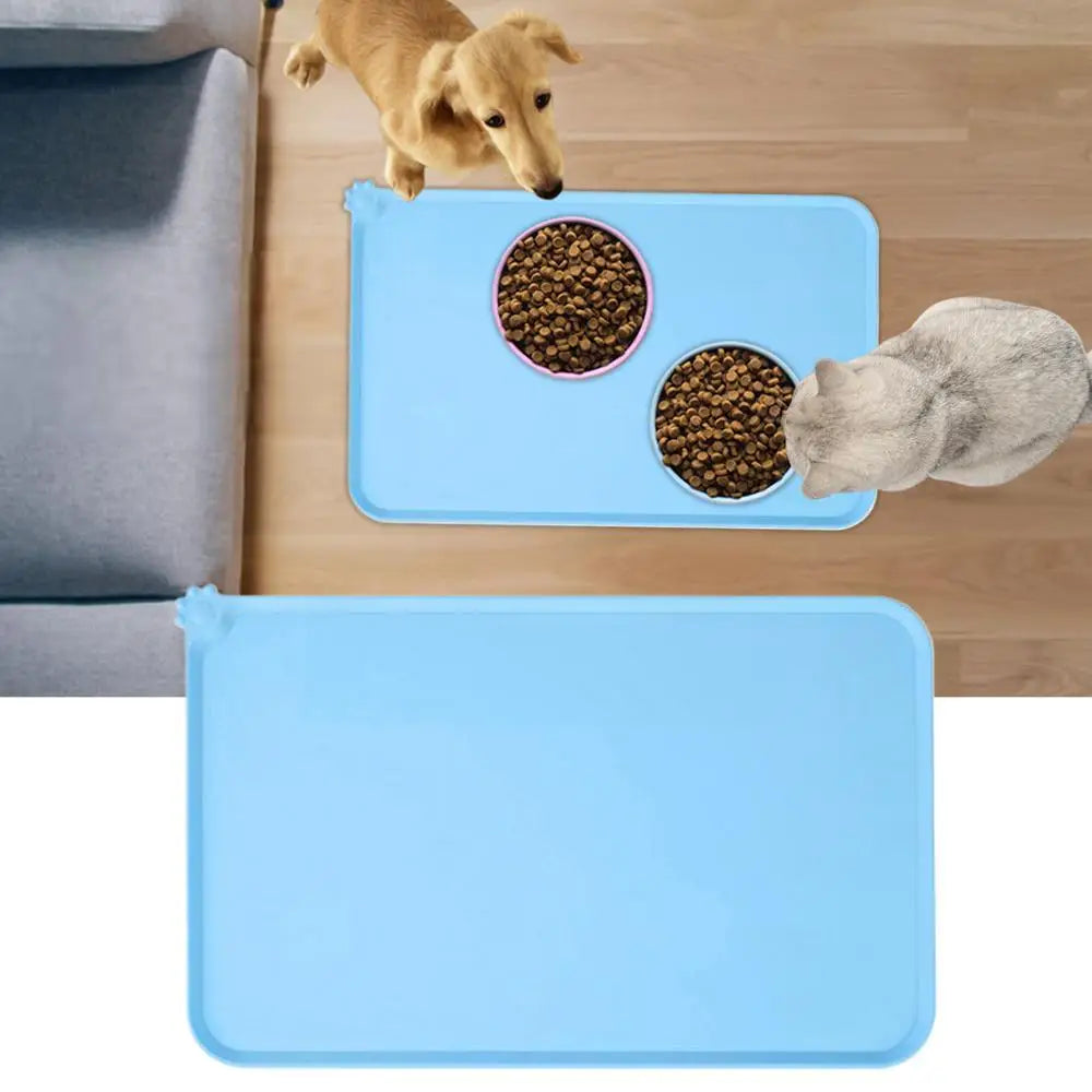 Pet Supplies Silicone Dog Bowl Mat with High Lips Non-Stick Waterproof Food Feeding Pad Puppy Feeder Tray Water Cushion Placemat