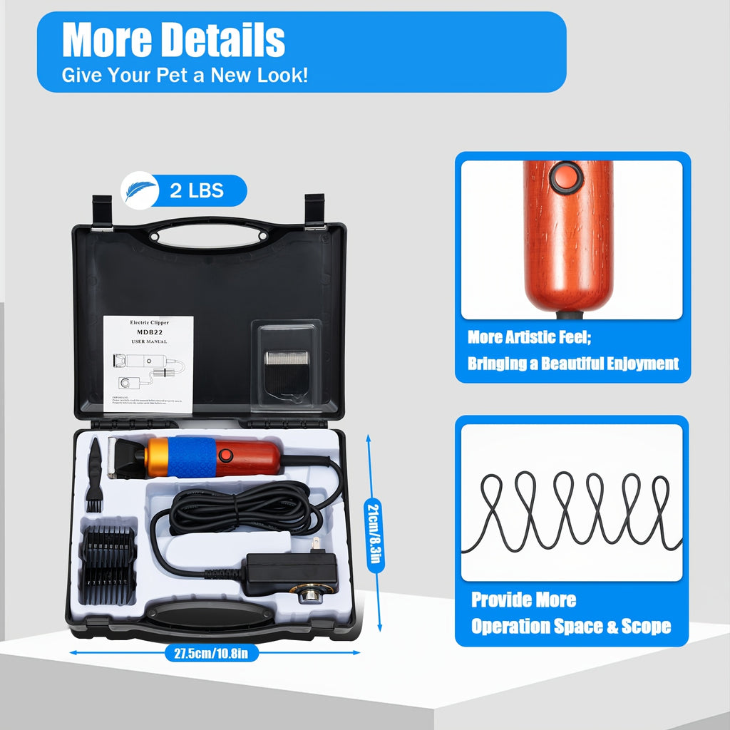 Electric Clippers, 200W Animal Shave Grooming Shears, with Plug & 2 Blades, 10ft Sheep Shears Hand Piece Cutter, for Dogs Cat Goat Alpaca Llamas Angora Rabbits Livestock, Farm Pet Supplies